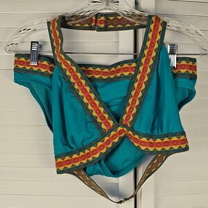 Anne Cole‎ Womens 2pc Teal Aztec Print 2pc Bikini Swimsuit Medium